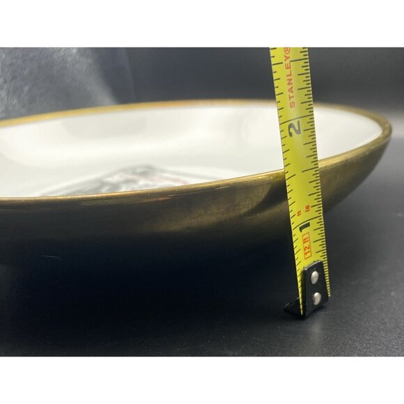 Vtg Horchow Collection Japanese Porcelain Brass Plate Bowl Smoking Scene 7.5" - Picture 8 of 8